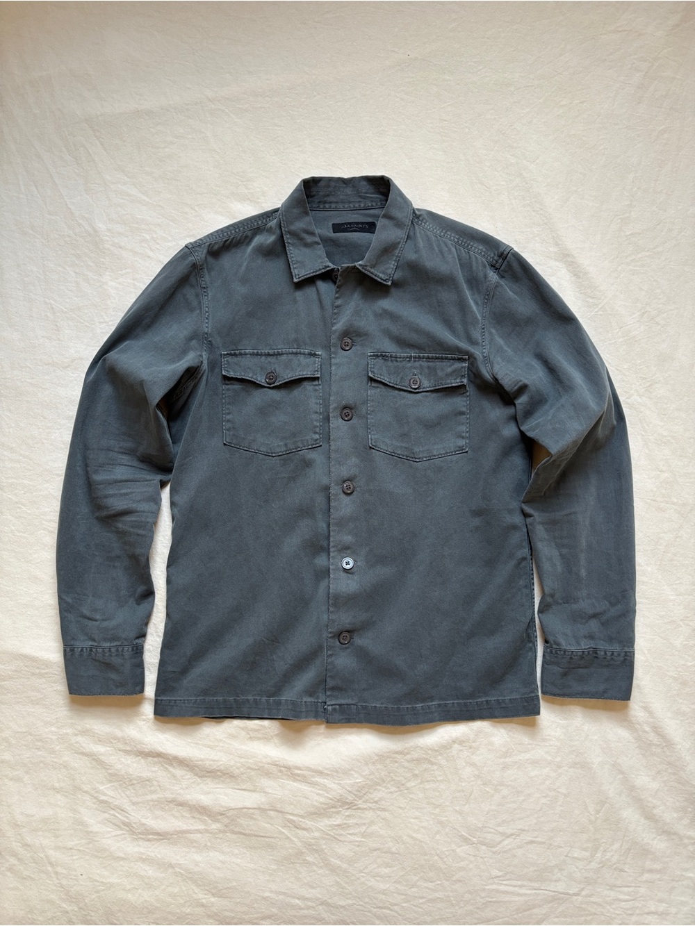 AllSaints Gray Cotton Spotter Work Shirt Size M